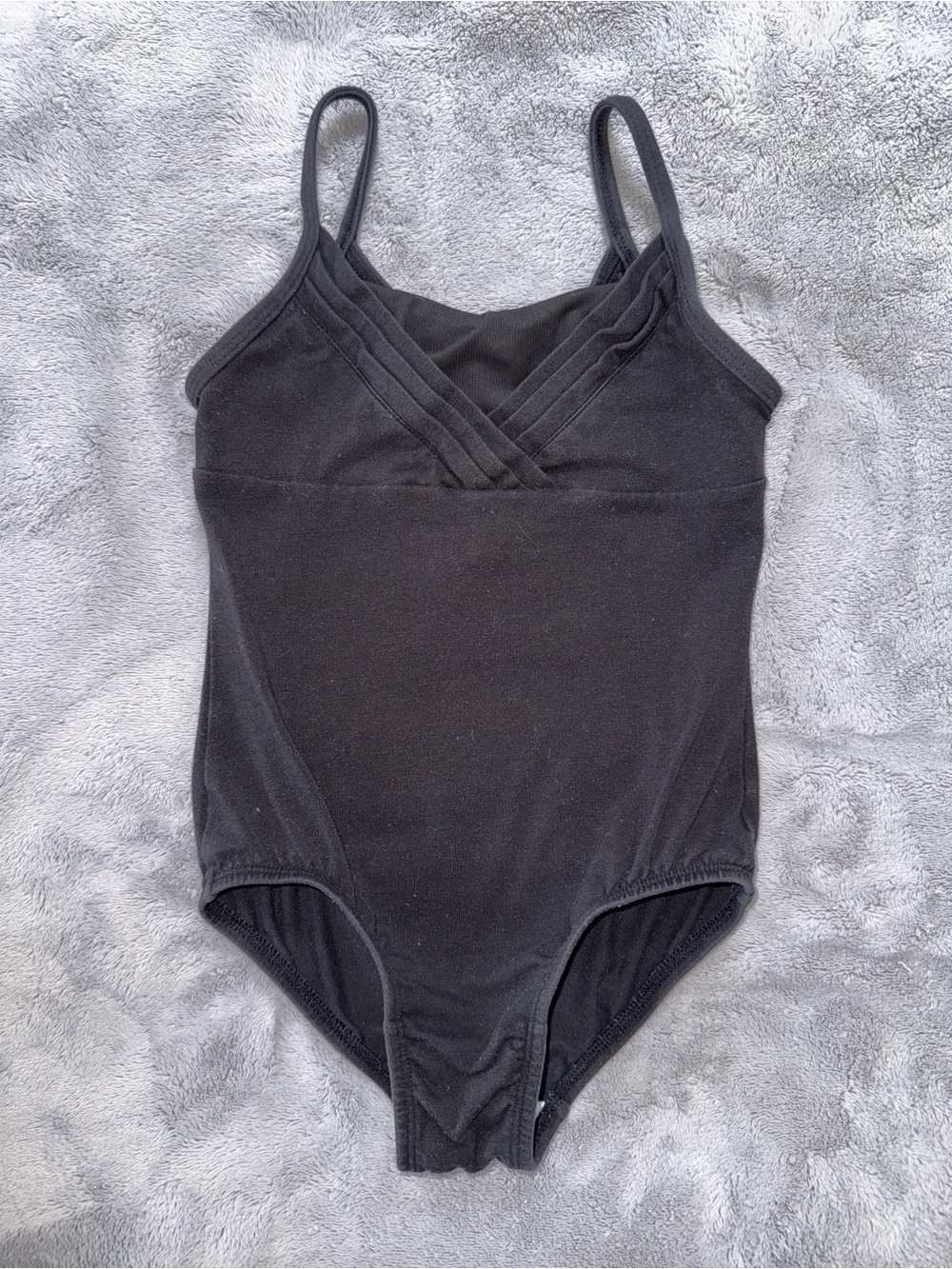 More Than Magic Girls Black Leotard Size S 6/6X Crisscross Neck Detail